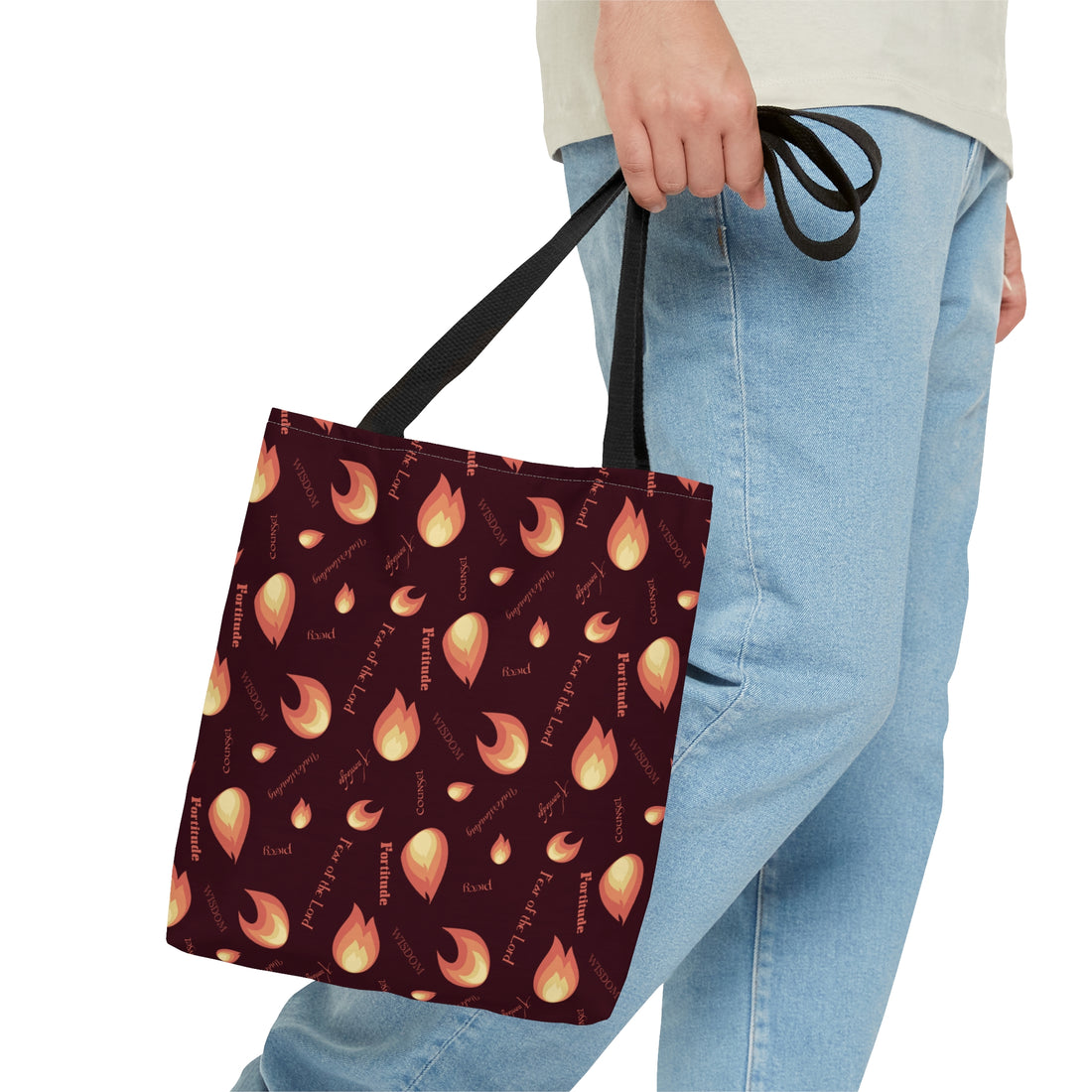 Gifts of the Holy Spirit Tote Bag in Dark Maroon