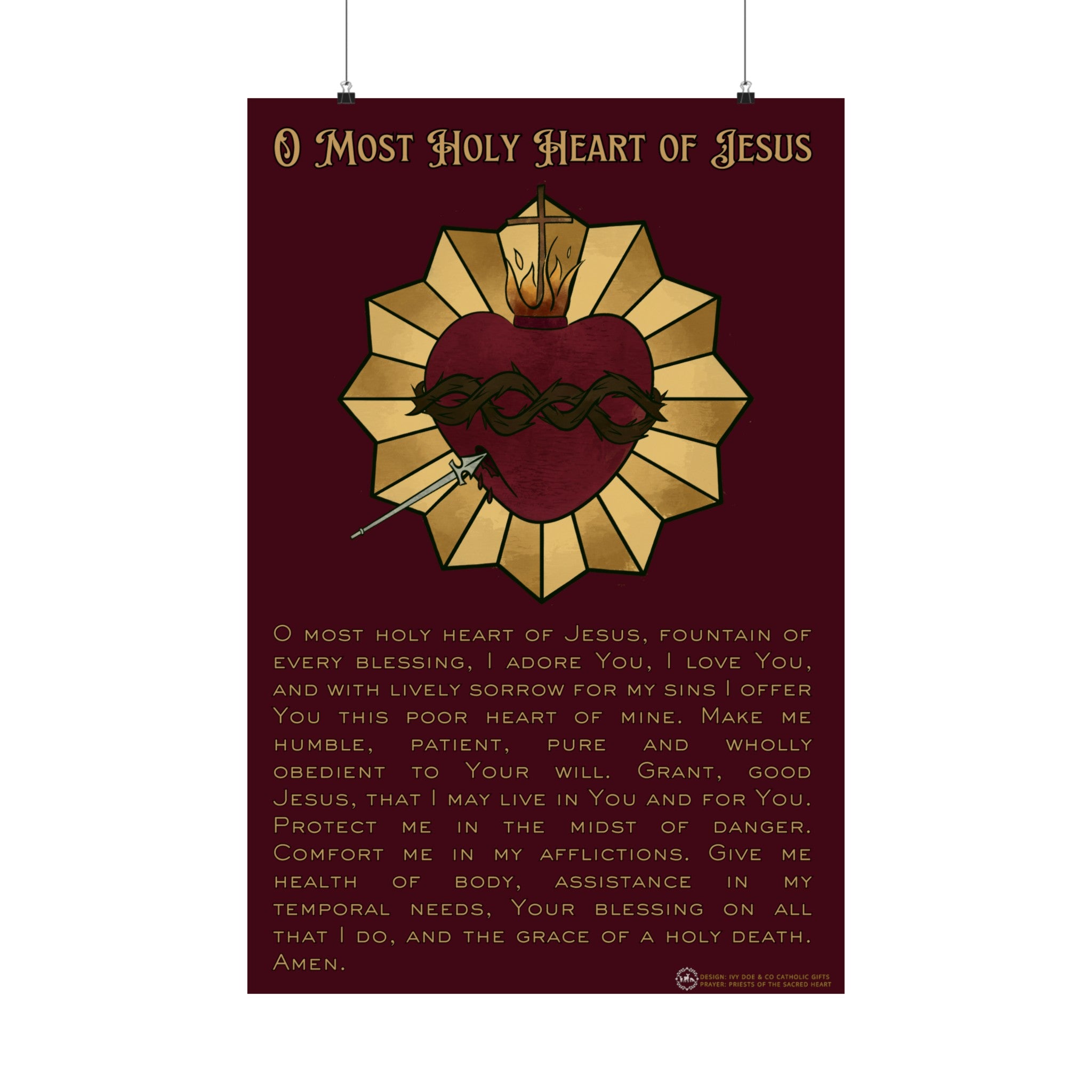 O Most Holy Heart of Jesus - Daily Sacred Heart Prayer Poster